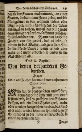 Das X. Capitel. Von denen verharreten Geburthen.