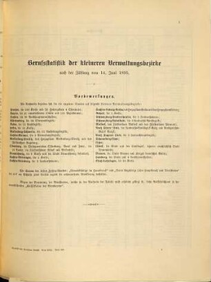 Berufsstatistik der kleineren Verwaltungsbezirke : Berufs- u. Gewerbezählung vom 14. Juni 1895