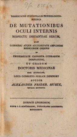 De mutationibus oculi internis : diss. inaug.