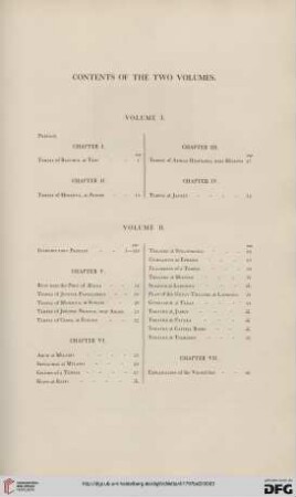 Contents of the Two Volumes