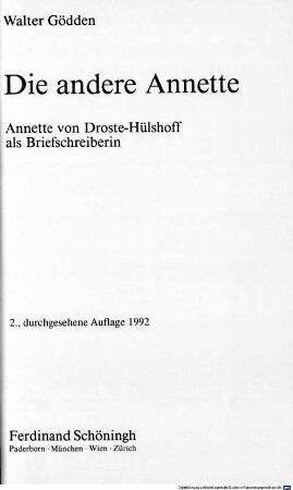 Die andere Annette : Annette von Droste-Hülshoff als Briefschreiberin