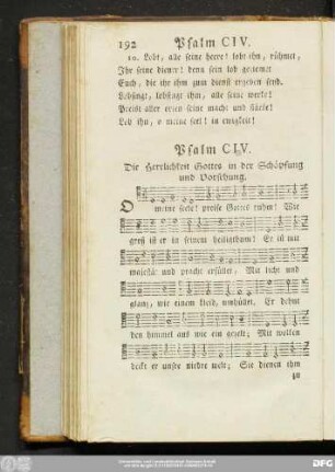 Psalm CIV. Die Herrlichkeit Gottes in der Schöpfung und Vorsehung.