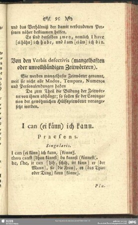 Von den Verbis defectivis (magelhaften oder unvollständigen Zeitwörtern)