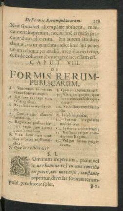 Caput VIII. De Formis Rerumpublicarum