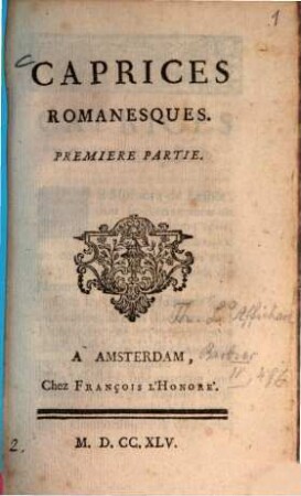Caprices Romanesques, 1