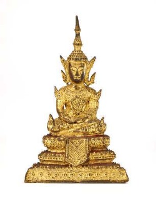 Buddha im Fürstengewand auf mehrfach gestuftem Lotus-Thron