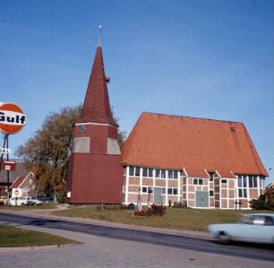 Altes Land. Dorfkirche Grünendeich : Altes Land. Grünendeich. Dorfkirche an Estemündung in die Elbe