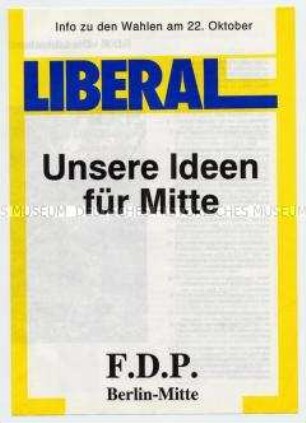 Flugschrift der Berliner FDP zur Wahl des Abgeordnetenhauses 1995