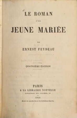 Le roman d'une jeune mariée