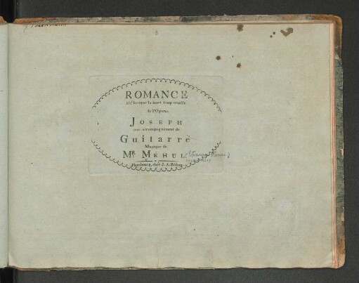 Romance : ah! lorsque la mort trop cruelle de l'opéra Joseph avec accomp. de guitarre