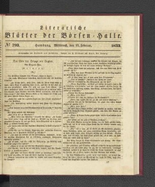 No. 793. Hamburg. Mittwoch, den 27. Februar. 1833.
