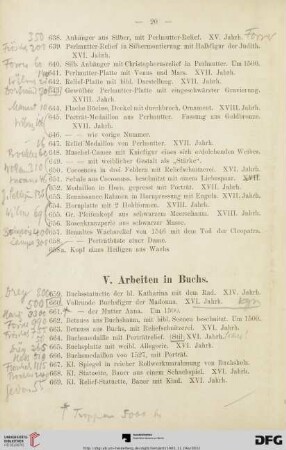 V. Arbeiten in Buchs (Nr. 659 - 697)
