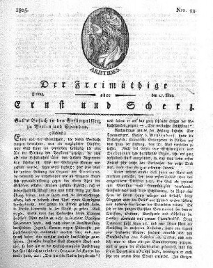 Nro. 98, Freitag, den 17. May 1805
