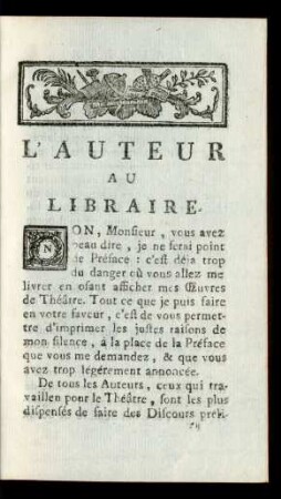 L' Auteur Au Libraire.