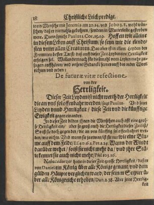 De futurae vitae resectione. von der Herrligkeit.