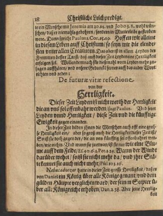 De futurae vitae resectione. von der Herrligkeit.