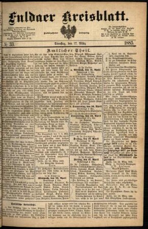 Ausgabe vom Dienstag, den 17. März 1885.