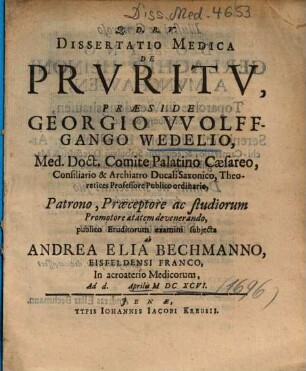 Dissertatio Medica De Prvritv