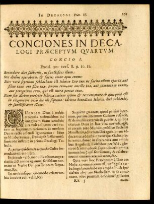 Conciones In Decalogi Praeceptum Quartum.