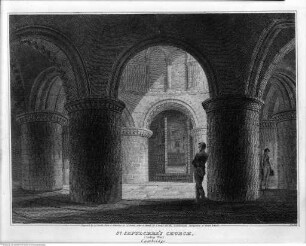 Architectural Antiquities of Britain, Cambridge, Saint Sepulchre's Church, Inneres nach Westen