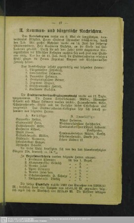 II. Kommun- und bürgerliche Nachrichten