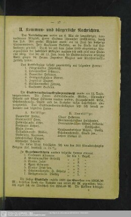 II. Kommun- und bürgerliche Nachrichten