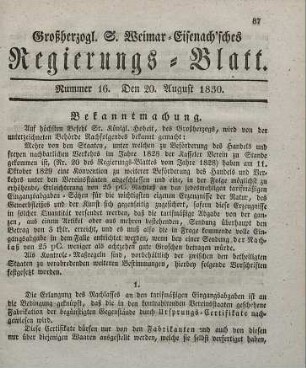 Nr. 16 : 20. August 1830