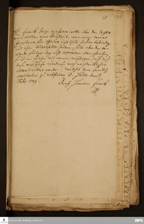 Brief von August Hermann Francke an Daniel Christian Francke.
