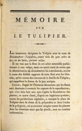 Mémoire sur le Tulipier