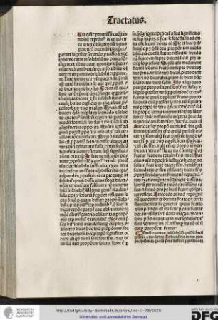 Iste est tractatus insolubilium qui est secundus compositus a modernis, et dividitur in tres partes principales...