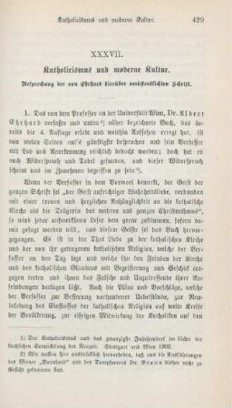 429-471 Katholicismus und moderne Literatur : Besprechung der von Ehrhard hierüber veröffentlichten Schrift