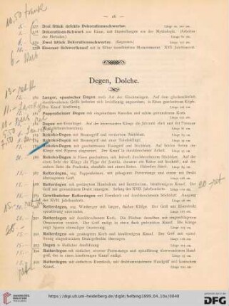 Degen, Dolche (Nr. 380-421a)
