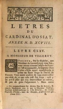 Letres Du Cardinal D'Ossat : Divisée en cinq Tomes. 3