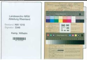 Entnazifizierung Wilhelm Kamp , geb. 31.12.1899 (Lehrer)