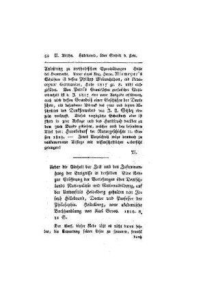 Ueber die Einheit der Zeit und den Zusammenhang der Ereignisse in derselben. Eine Rede zur Eröffnung der Vorlesungen über Deutschlands Nationalität und Nationalbildung, auf der Universität Heidelberg gehalten von Joseph Hillebrand, Doktor und Professor der Philosophie. Heidelberg, neue akademische Buchhandlung von Karl Groos. 1818. 31 S.