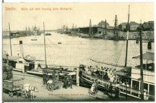 Stettin. Blick auf den Dunzig vom Bollwerk mit Schiffen