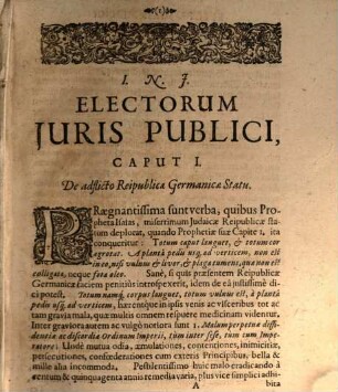 Electa Juris Publici Romano-Germanici : Queis potiores quaedam Materiae, quas sequens pagina indicat, cumprimis ex Actis Publicis, illustrantur