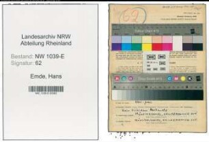 Entnazifizierung Hans Emde , geb. 29.07.1910 (Wissenschaftsassistent)