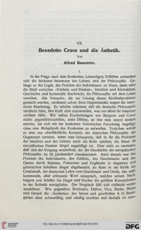 Benedetto Croce und die Ästhetik