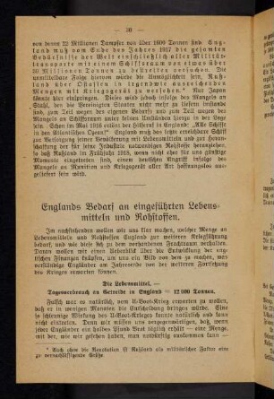 30-37, Englands Bedarf an eingeführten Lebensmitteln und Rohstoffen