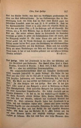 317-318 [Rezension] Otto, Rudolf, Das Heilige