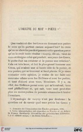 L’origine du mot «poète»