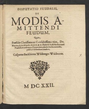 Disputatio Feudalis, De Modis Amittendi Feudum