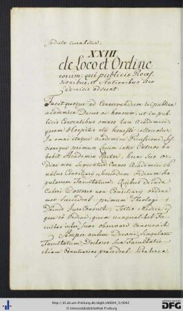 [fol. 20] De loco et ordine eorum qui publicis processionibus et stationibus academicis adsunt