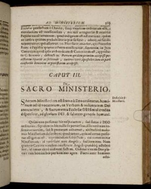 Caput III. De Sacro Ministerio.