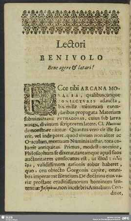 Lectori Benivolo