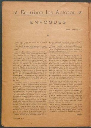 Escriben los Actores : Enfoques por Telefoto