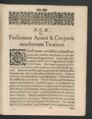 De Passionum Animi & Corporis morborum Traduce.