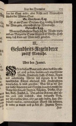 175-186, I. Ueber den Jenner. - 7- Gesundheits-Regeln ueber den Julium oder heu Monat.