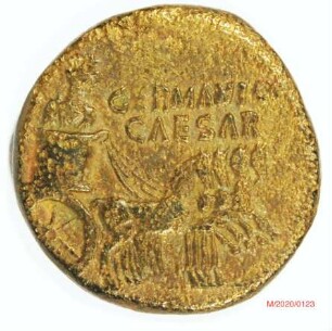 Römische Münze, Nominal Dupondius, Prägeherr Caligula für Germanicus, Prägeort Rom, Original